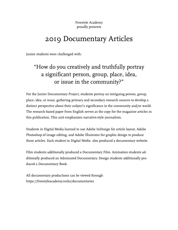 2019 Documentary Magazine Vol 2
